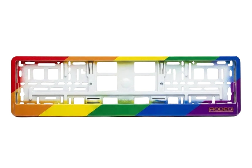 Portamatrículas RODEO® con Bandera LGTBI – Ajuste Universal