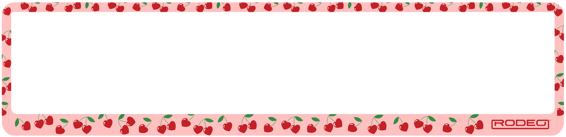 Portamatrículas decorativo con estampado de cerezas estilo pop y coqueto