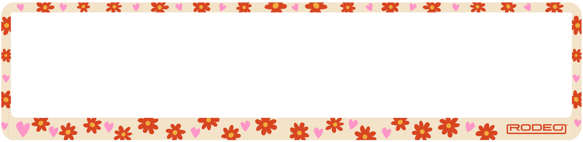 Portamatrículas decorativo con flores y corazones en colores pastel