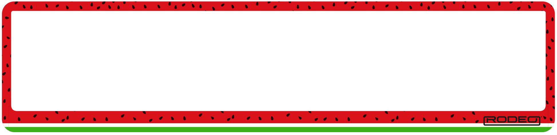 Portamatrículas decorativo tipo sandía: base verde y parte superior roja con pepitas negras, para personas expresivas y con estilo propio